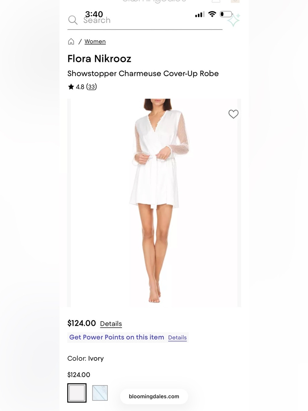 Flora Nikrooz White Lace-Sleeve Wrap Robe Women’s Small